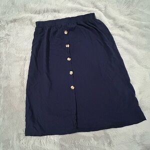 Casual Concepts Navy Button-Front Skirt
